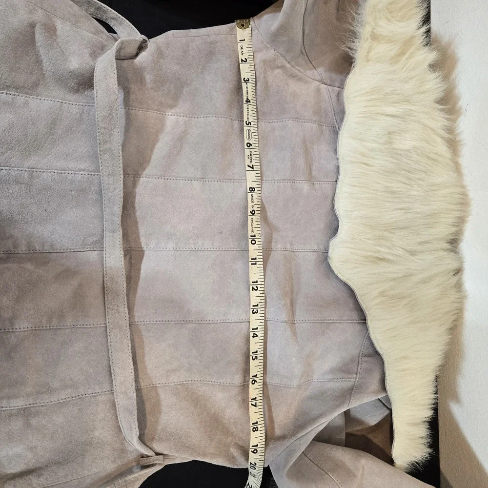 Wilson Leather Maxima Cream And Gray Jacket Suede with Faux Fur Festival